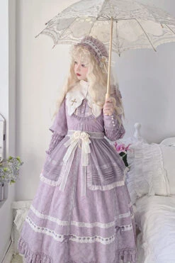 Purple Cross Dark Church Elegant Lace Long Sleeves Ruffled Classic Lolita OP Dress -LolitaInside 9b26cdcf64c8554f57ae31f926c53502