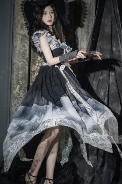 Black Letters And Poems Lace Sleeveless Printed Irregular Gothic Lolita Dress -LolitaInside 9ba21d4731960c5ec438ab3a7afb3444