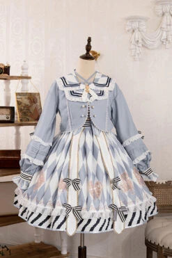 Light Blue Heart Print Bowknot Sweet Princess Alice Lolita Jsk Dress -LolitaInside 9c2aa40f3976ca3d5d88cdbf78db0d5e