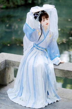 Chinese Chest Cuffs Beautifully Embroidered Sweet Hanfu Dress Full Set -LolitaInside 9cffafc34838babfb194892e2e1fd94b