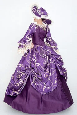 Purple Half Sleeves Trumpet Sleeves High Waisted Print Victorian Lolita Prom Dress -LolitaInside 9d62fcbb61176737b0dd3e4105c95574