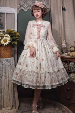 Pink Elegant Vintage Rose Print Multi-Layer Ruffled Sweet Lolita JSK Dress -LolitaInside 9e111c180f2075458b05320c19dcd649 df0b46b6 8e97 453b b7c1 f73757ab3e5f