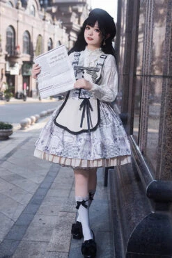 White Vintage Berlin Daily Print Removable Apron Classic Lolita Strap Dress 13 White Vintage Berlin Daily Print Removable Apron Classic Lolita Strap Dress -LolitaInside 9e6063f1f7c21833dc7810784965f819