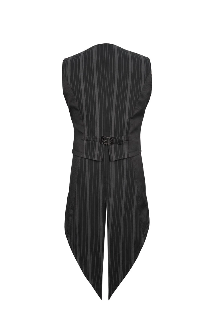 Black Retro Micro-Elastic Thick Stripe Stitching Three-Dimensional Texture Detachable Men's Punk Swallowtail Vest 11 Black Retro Micro-Elastic Thick Stripe Stitching Three-Dimensional Texture Detachable Men's Punk Swallowtail Vest - Image 9