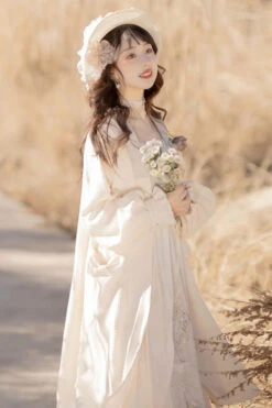 White Chinese Style Bronzing Flower Embroidery Sweet Lolita Jsk Dress -LolitaInside 9ec3ae56192336ca3823ac8dd68ac56e