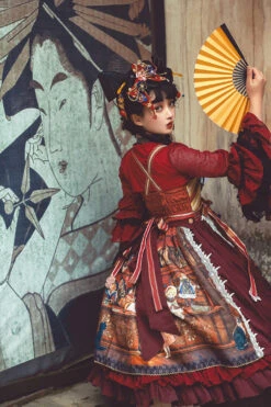 Multi-Color Nightmare Print Japanese Ruffle Bowknot Sweet Lolita Jsk Dress -LolitaInside 9f1fbcfbcb9c8f6c09d1495d4099dc4b