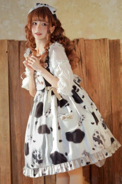 Multi-Color Ruffled Stitching Cow Milk Candy Print Sweet Lolita JSK Dress -LolitaInside 9f83456de47fdd29ada55cdf30d39e2b