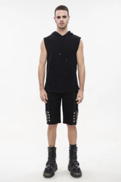 Black Knit Irregular Simple Versatile Sleeveless Hooded Men's Punk Tank Top 13 Black Knit Irregular Simple Versatile Sleeveless Hooded Men's Punk Tank Top -LolitaInside a026c46afc9477f98ea0b6870be4df49