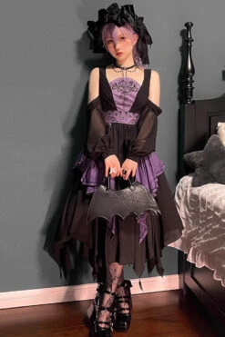 Black/Purple Print Styx Ferry Witch Gothic Lolita Dress -LolitaInside a0c9e235d3106dae23f1758fc88b9a0e