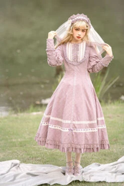Purple Cross Dark Church Elegant Lace Long Sleeves Ruffled Classic Lolita OP Dress -LolitaInside a0fb634c18e3a1f01f3c4726e490c170