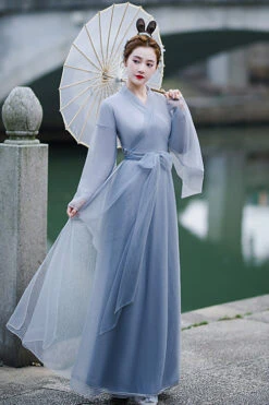 Grey Chinese Ancient Style Party Sweet Hanfu Dress -LolitaInside a143d6af93078a4cd9f270ae254b65a5