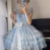 Blue Solid Color Multi-layer Ruffle Hanayome Sweet Lolita Jsk Dress -LolitaInside a19dc80ec485a886762ef43b0a33b310