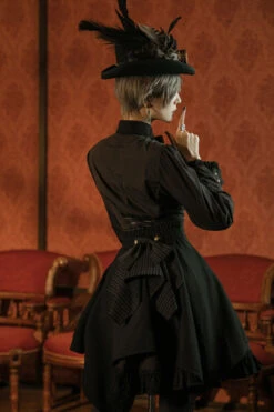 Black/Brown Single Breasted Long Sleeves Ruffled Striped Print Ouji Lolita Dress -LolitaInside a2411afeda240b25fa637d97365484ca 3647d0c8 71f3 47e9 a67f 0bc5b1f3a02a