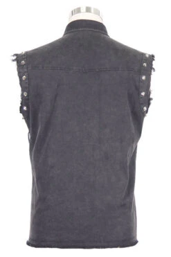 Black Rock Unedged Sleeveless Faded Mens Punk Blouse -LolitaInside a34785037f476378d811a9c9323f6f44