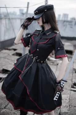 Black Military Style JK Set Irregular Gothic Lolita Dress -LolitaInside a35f10e3a20eb9ac6e4b33f32385af6a