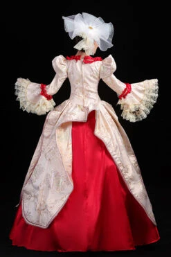 Wine/Golden Stitching Court Style High Waisted Trumpet Sleeves Embroidery Floral Print Victorian Lolita Prom Dress -LolitaInside a36e221f92990368750c32baa1e3b478