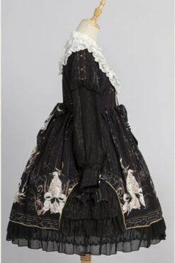 Round Collar Ruffled Long Sleeves Reunion World Print Classic Lolita OP Dress -LolitaInside a39f2ac3db2cb387e02c9c4d6343d8a6