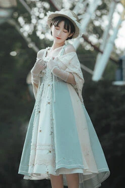 Multi-Color Vintage Pastoral Lace Floral Classic Lolita Jsk Dress -LolitaInside a4587765f30249114d7f7e9094e0bf44
