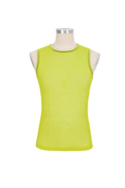 Yellow Elasticity Perspective Rhombus Net Yarn Sleeveless Men's Gothic T-Shirt -LolitaInside a47644bb70e0d66d904eb891e35e0791