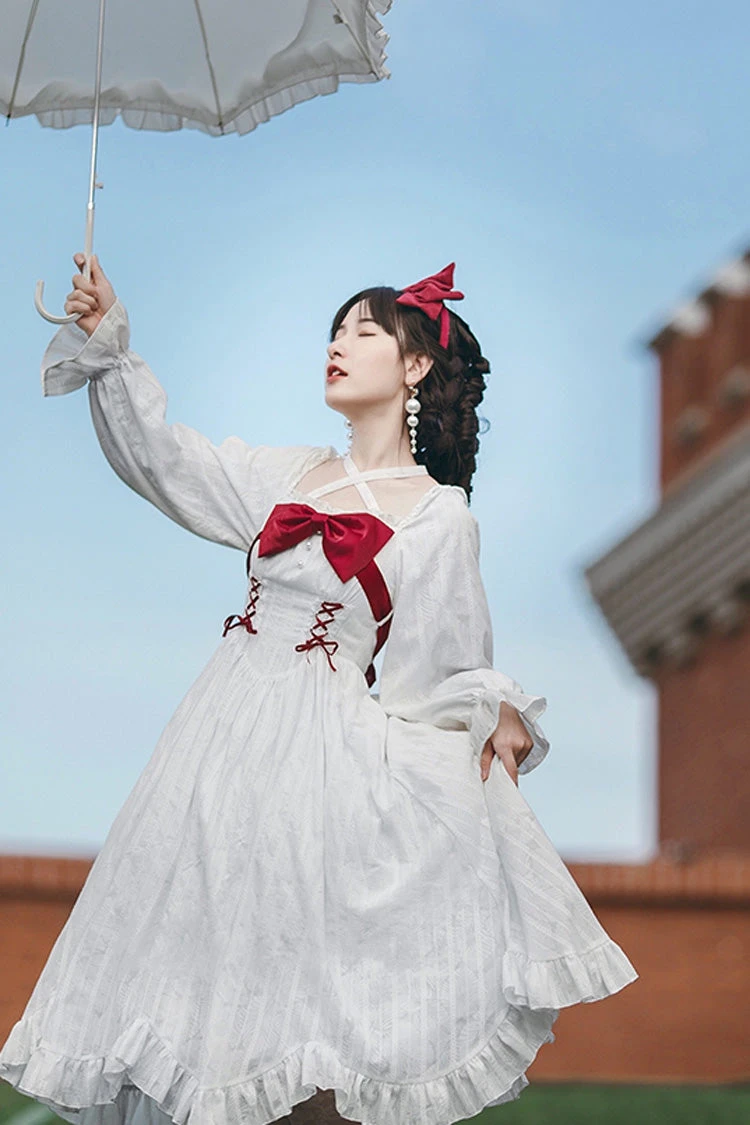 White Roman Covenant Boat Neck Long Sleeves Ruffle Classic Lolita Dress 12 White Roman Covenant Boat Neck Long Sleeves Ruffle Classic Lolita Dress - Image 10