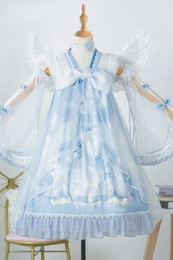 Light Blue Dreamland Chinese Style Bowknot Ruffled High Waisted Sweet Lolita JSK Dress -LolitaInside a537717e8526d71cc0f648585732a53f