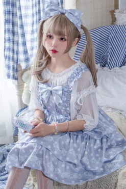 Polka Dot Print Sleeveless Bowknot Multi-Layer Ruffled High Waisted Sweet Lolita Tiered JSK Dress -LolitaInside a65808d03fe0278c02fc29f6ed56d4a3