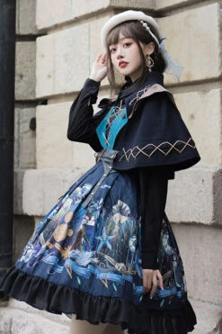 Dark Bule Sea Of Abyss Japanese Style Ruffled Classic Lolita JSK Dress -LolitaInside a672d9f5d501c3dcf1c0181ca5a3839f