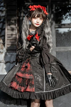 Black Stitching Zipper Cardigan Ruffled Multi-Layer Gothic Lolita Jsk Dress (Will Shine At Night) -LolitaInside a680d23c008576bee10ec2ff709ef00e