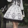Black/White Long Sleeves Lace Ruffle Butterfly Magic Print Gothic Lolita OP Dress -LolitaInside a6b2037e5101cbeb90fda5d986f96861