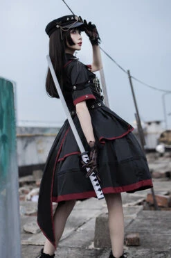 Black Military Style JK Set Irregular Gothic Lolita Dress -LolitaInside a77d735f7b5b27b5f87530e3f6b2d0a7
