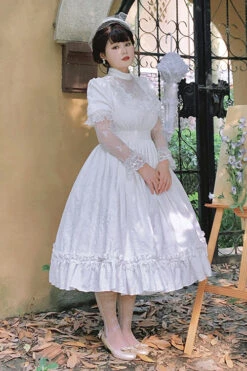 Round Collar Lace Long Sleeves Miss Winnie Plus Size Sweet Lolita OP Dress -LolitaInside a86ac19fae8c3d00575af1e6080ba5b6
