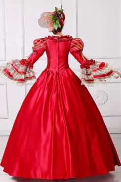 Half Sleeves Multi-Layer Trumpet Sleeves High Waisted Floral Print Victorian Lolita Prom Dress -LolitaInside a88e381346dc02b932f725e4ef5b5398