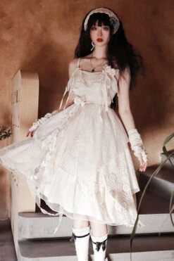 Champagne Ruffle Bowknot Sweet Elegant Princess Lolita Jsk Dress -LolitaInside a8b56ed8f31c6311c01f89f175507b10