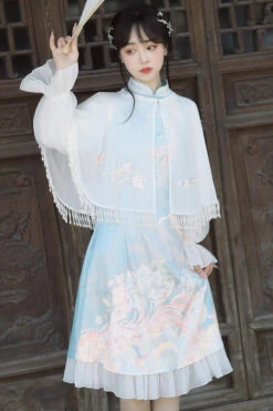 Chinese Ancient Han Element Style Fish Shadow Embroidery Sweet Hanfu Dress -LolitaInside a9308c4390fa5abd635ee250cbc22b13