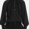 Black Irregular Stand Collar Puff Sleeved Ruffled Men's Gothic Shirt -LolitaInside aafc45f2608c0c0d142bd332dc15c73f