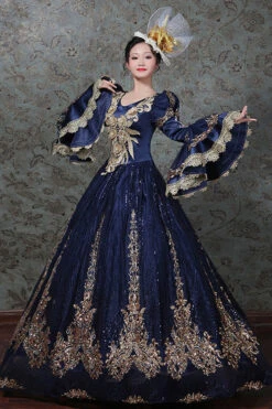 Hime Sleeves High Waisted Three Dimensional Hollow Embroidery Floral Print Ruffled Multi-Layer Victorian Lolita Prom Dress -LolitaInside ab538fece2241cc359afbe9d62c33956