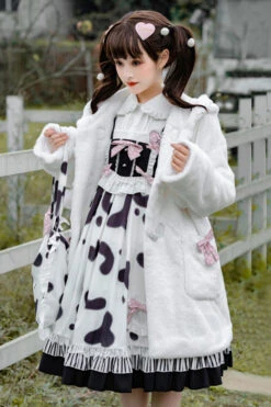 Black/White High Waist Ruffled Milk Pudding Printed Sweet Lolita Jsk Dress -LolitaInside ab5da6c1586a8eaff53b20a9ca3b3eac