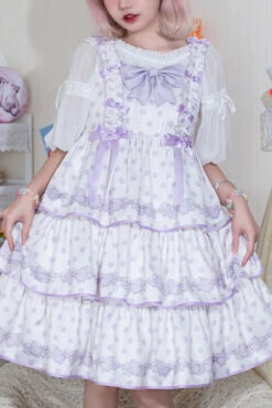 Dot Print Multi-Layer Ruffled High Waist Sweet Lolita JSK Dress