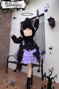 Purple Halloween Starry Night Witch Multi-layer Ruffle Sweet Lolita Jsk Dress -LolitaInside ac252f9569b803150db4d8848a9acf0f