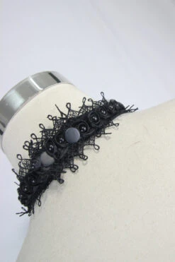 Black Lace Jacquard Jewel Pins Men's Gothic Tie -LolitaInside ac8608e4b159f65a9b6c62857693d0a7