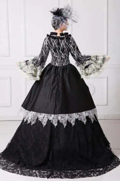 Black Multi-Layer Lace Stitching Trumpet Sleeves High Waisted Hollow Floral Embroidery Victorian Lolita Prom Dress 7 Black Multi-Layer Lace Stitching Trumpet Sleeves High Waisted Hollow Floral Embroidery Victorian Lolita Prom Dress -LolitaInside acea731161c4366594d9a60c2b6aa796