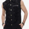 Black Punk Standing Collar Irregular Hand-Painted Sleeveless Metal Decoration Tattered Men's Shirt -LolitaInside ad79b58e5a952a841b606f9ead792af2