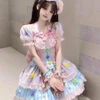 Blue/Pink Magical Girl Short Sleeves Ruffle Bowknot Stars Sweet Princess Lolita Dress 1 Blue/Pink Magical Girl Short Sleeves Ruffle Bowknot Stars Sweet Princess Lolita Dress -LolitaInside ae608e02a6c79f535159ebcfe33befd1