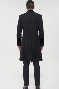 Black Gothic Vintage Button Decoration Removable Fur Collar Men's Coat -LolitaInside aeb21794f34f4de57b2c4ef92db81ba3