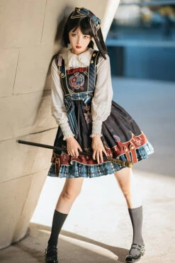 Black Vintage College Badge Print Sweet Lolita JSK Dress -LolitaInside aed3e75864a995442842cefe29e39d70