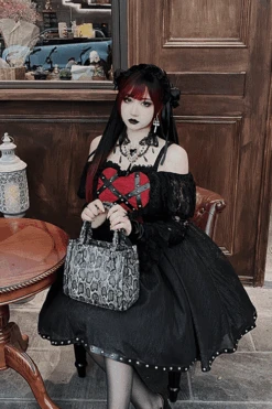 Black Wine Elegant Bowknot Long Sleeves Gothic Lolita Jsk Dress -LolitaInside af4c84e8aa2d6aad6420afd60fccee69