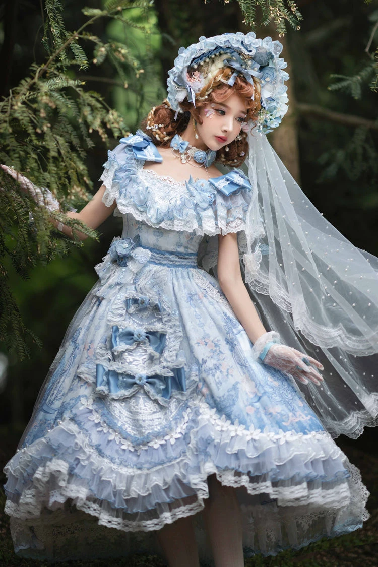 Blue The Key To The Secret Realm Gorgeous Wedding Princess Sweet Lolita Dress Set 4 Blue The Key To The Secret Realm Gorgeous Wedding Princess Sweet Lolita Dress Set - Image 2