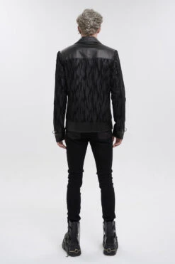 Black Metal Ring Perforated Lapel Lapel Button Handsome Men's Punk Jacket -LolitaInside af709b2e09242fce6d4aff66e2f28a45