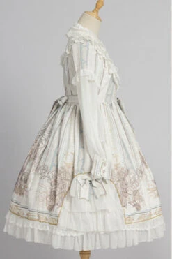 Round Collar Ruffled Long Sleeves Reunion World Print Classic Lolita OP Dress -LolitaInside b0b428a00b1c50f304de29decc7cf727
