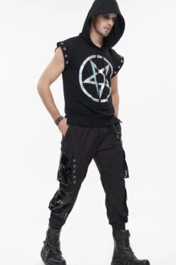 Black Punk Multi Pocket Splicing Illusory Color Removable Metal Left Chain Design Cargo Men's Pants -LolitaInside b0fe880a9f0f885bf7b62ddbc5614ad8